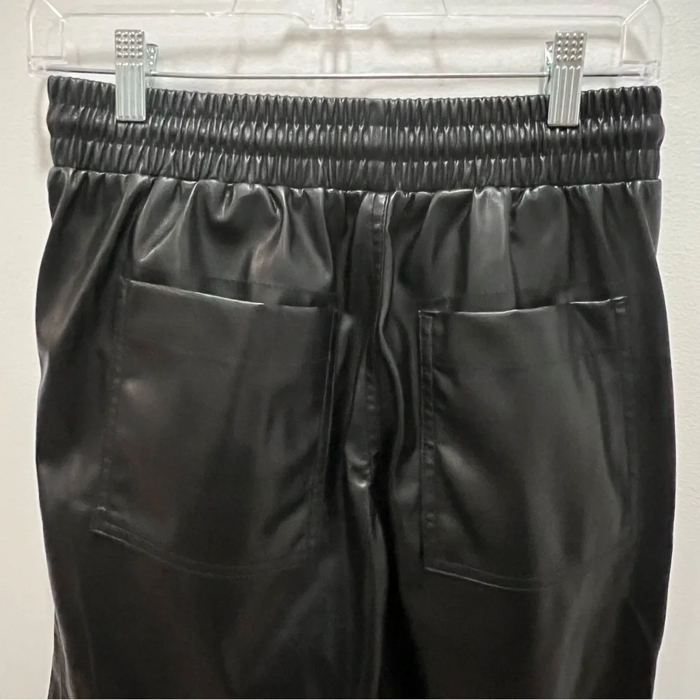 BLANK NYC Black Drawstring Faux Leather Joggers Size 28 - Picture 8 of 16